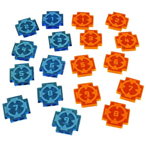 Star Wars X-Wing Target Lock Token Set #1-9, Fluorescent Blue & Fluorescent Orange